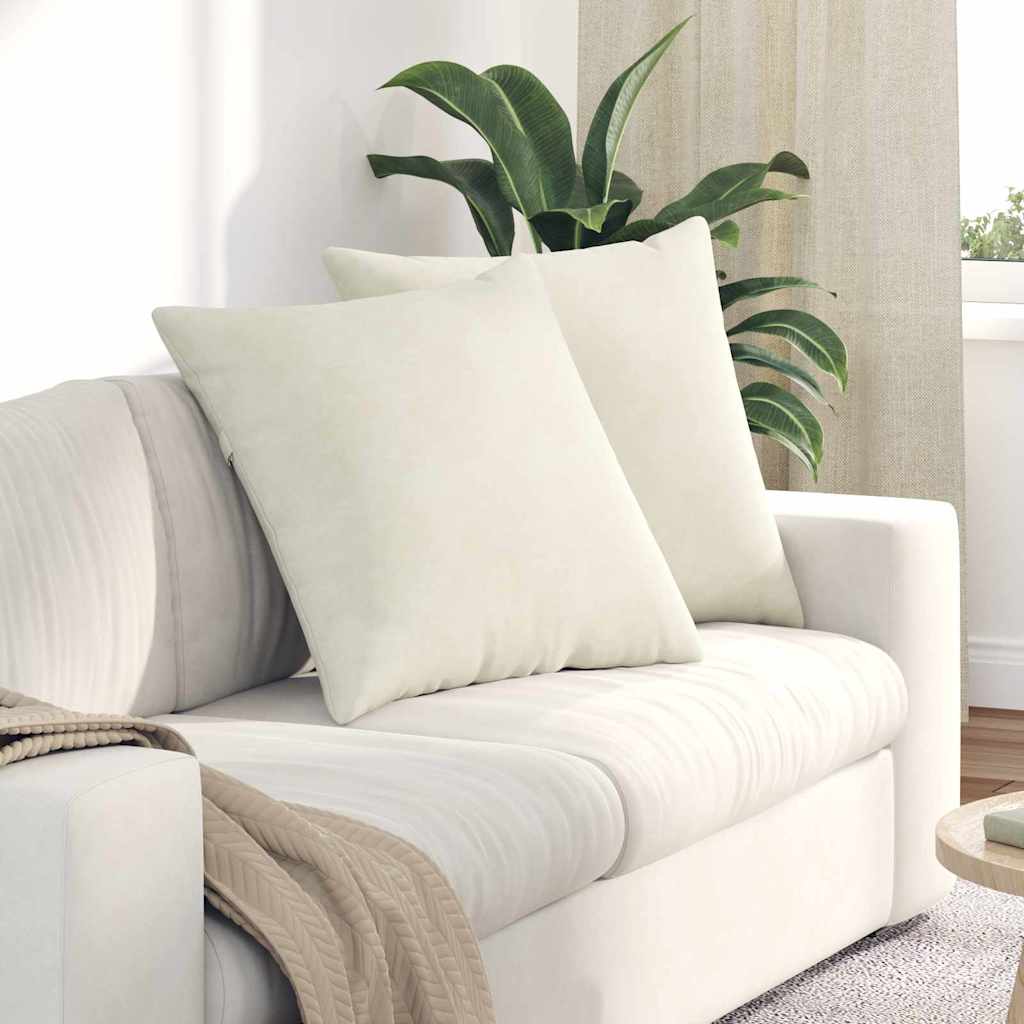 Kanapé párnák 2 pcs Krém 80 x 80 cm Bársonyos szövet