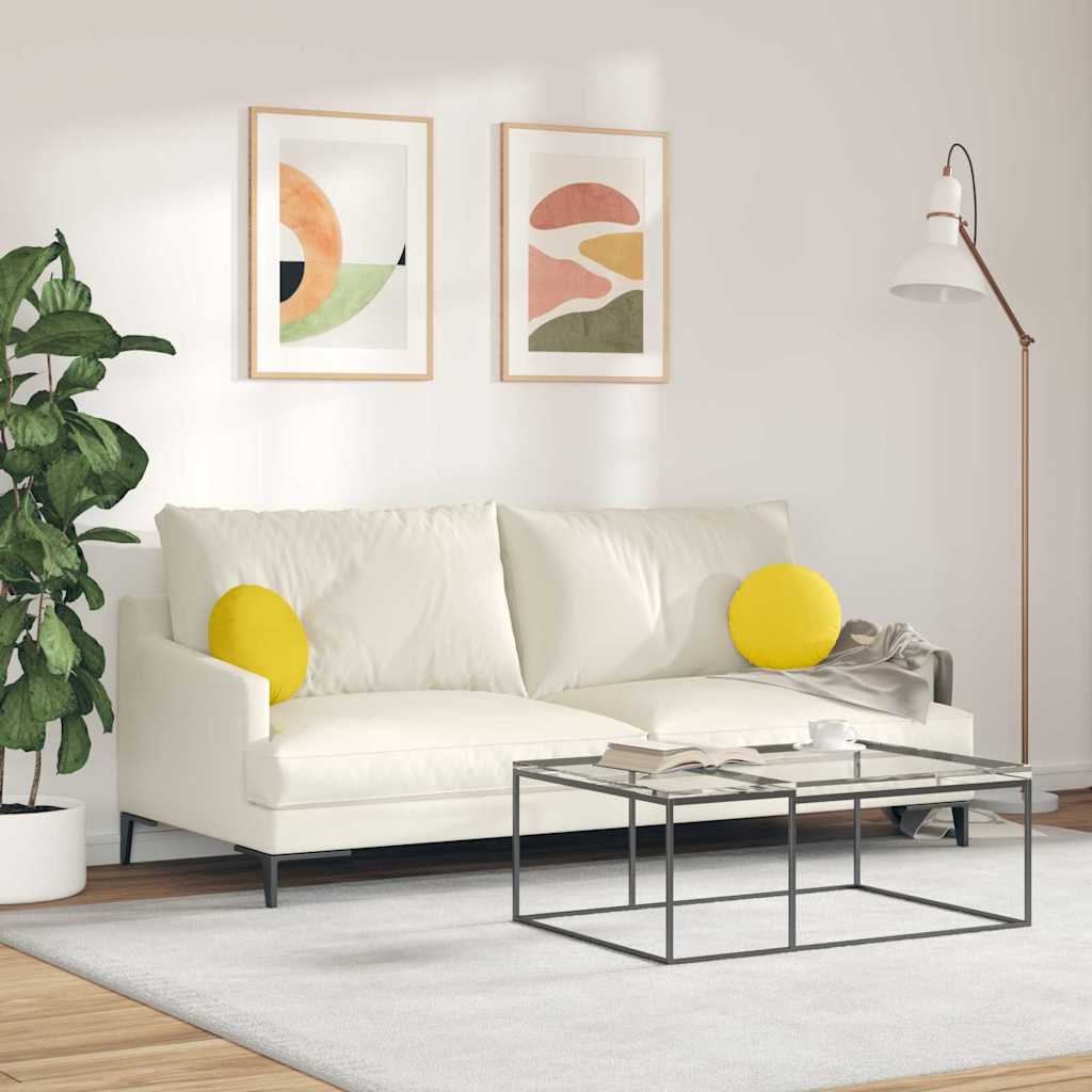 Ülőpárnák 2 pcs Világos sárga Ø30 x 13 cm szövet