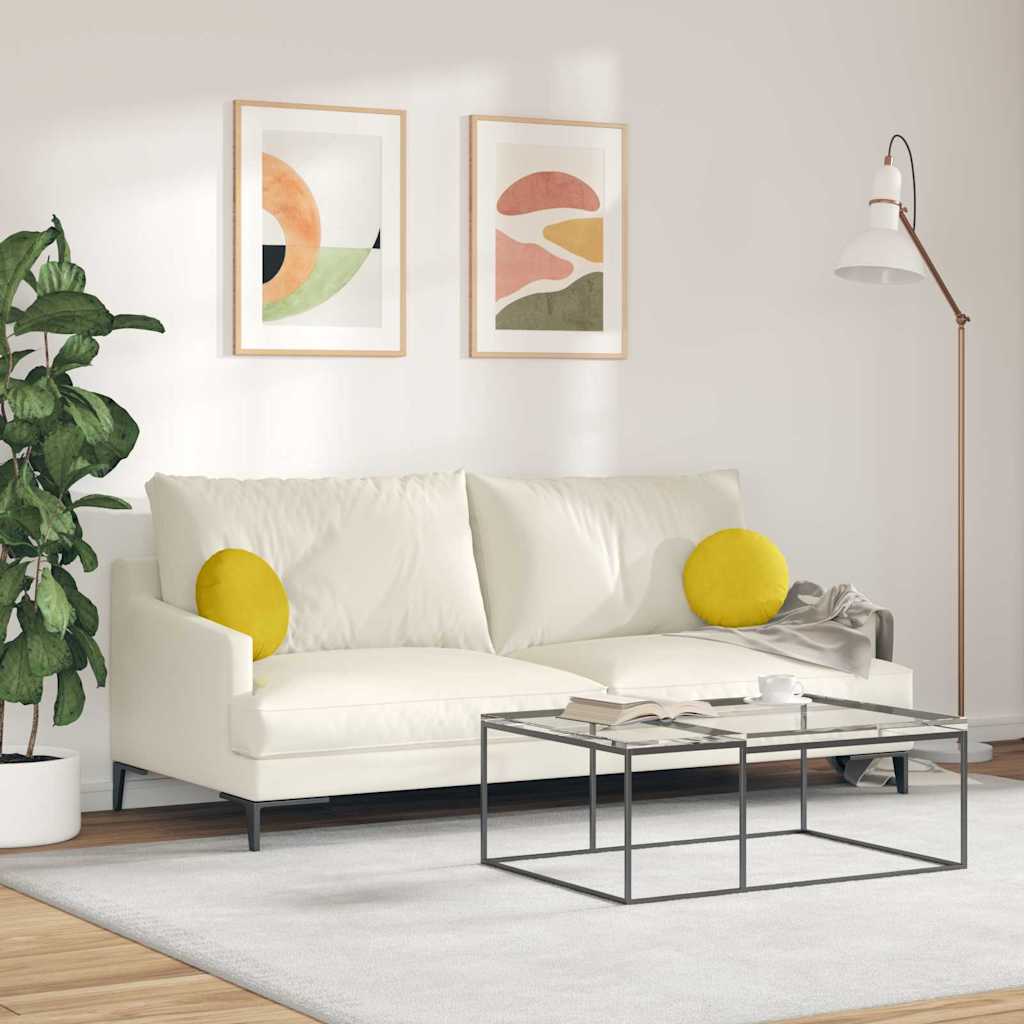 Ülőpárnák 2 pcs Sárga Ø30 x 13 cm Bársony