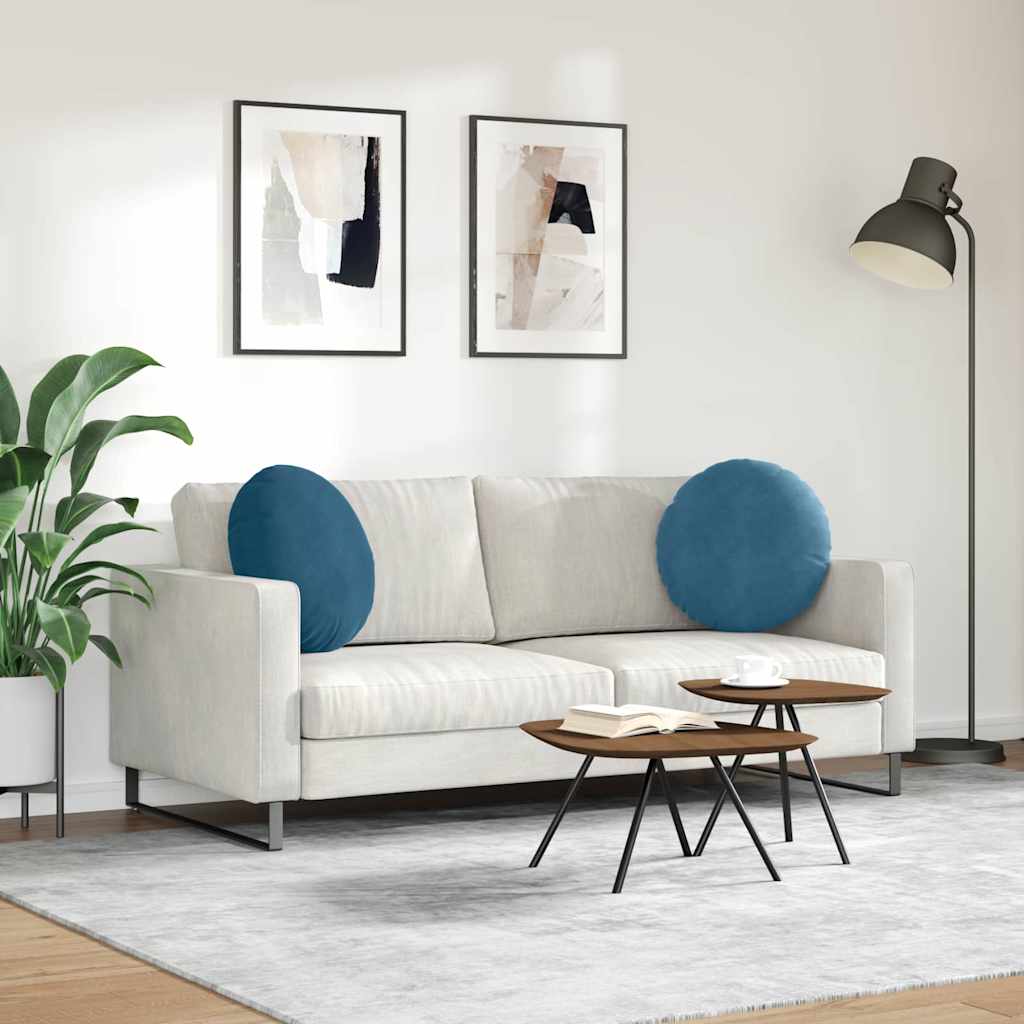 Ülőpárnák 2 pcs Kék Ø50 x 19 cm Bársony