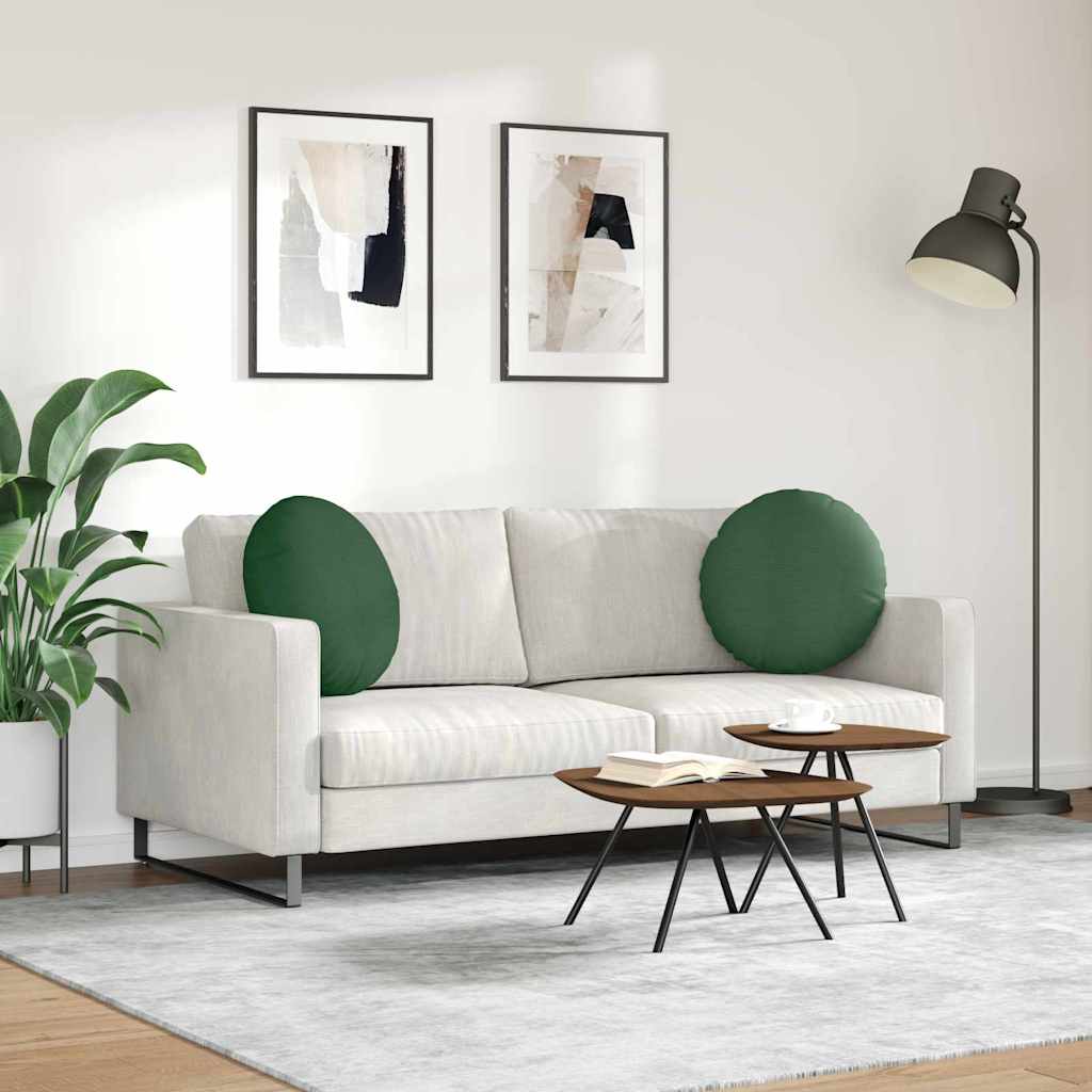 Ülőpárnák 2 pcs Sötétzöld Ø50 x 19 cm Bársonyos szövet