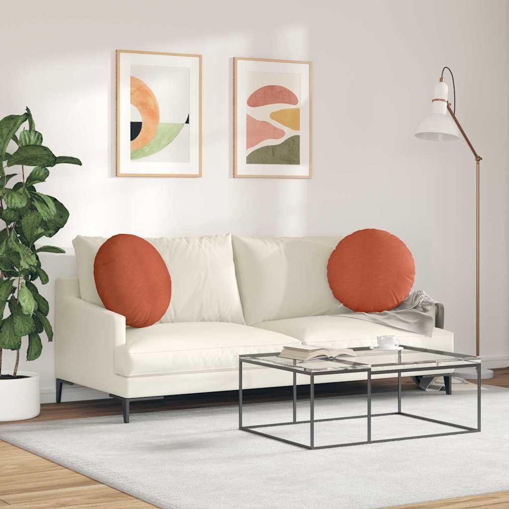 Ülőpárnák 2 pcs Piros Narancs Ø50 x 19 cm Bársonyos szövet