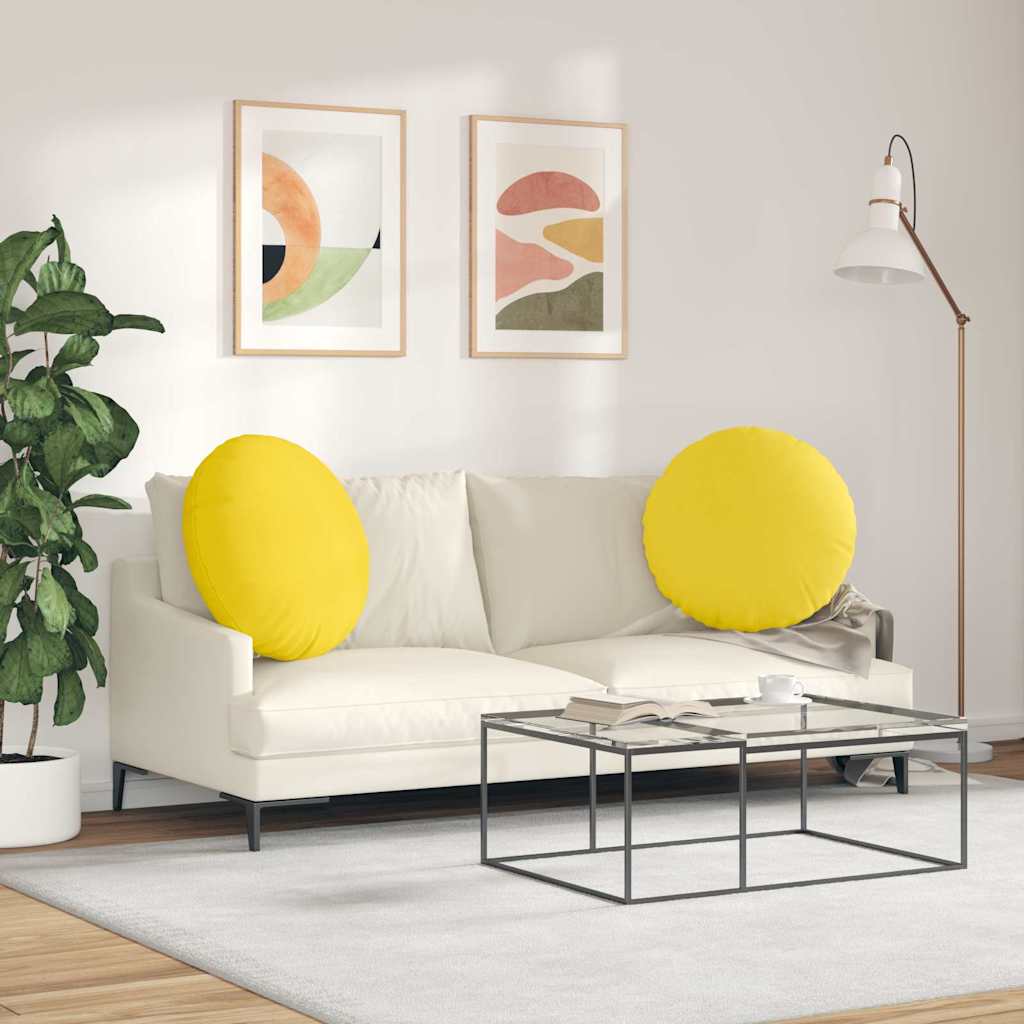 Ülőpárnák 2 pcs Világos sárga Ø60 x 21 cm szövet