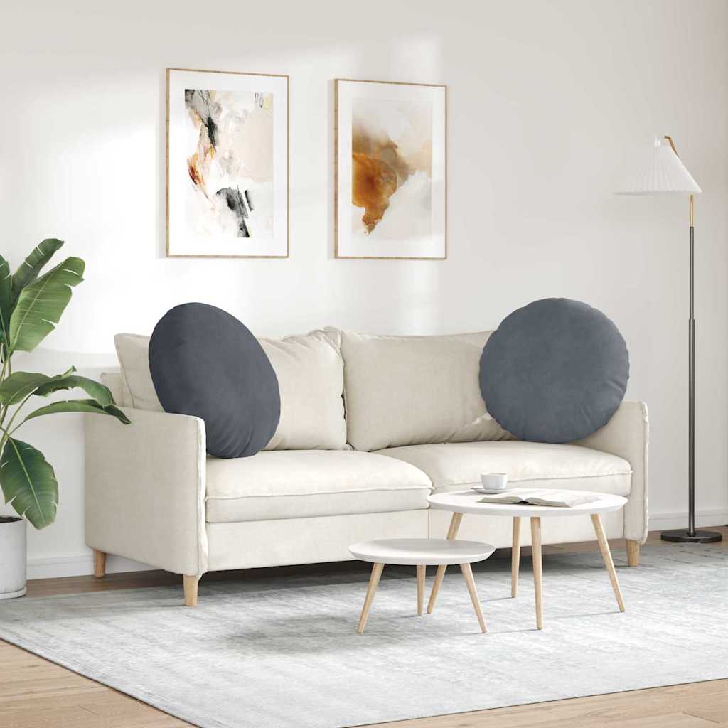 Ülőpárnák 2 pcs Sötétszürke Ø60 x 21 cm Bársony