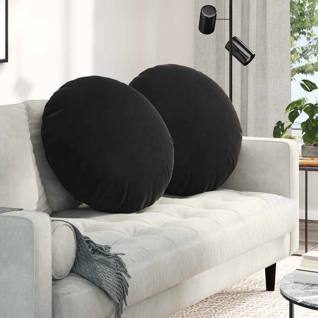 Ülőpárnák 2 pcs Fekete Ø60 x 21 cm Bársony