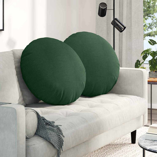 Ülőpárnák 2 db Bársonyos szövet Sötétzöld Ø60 x 21 cm
