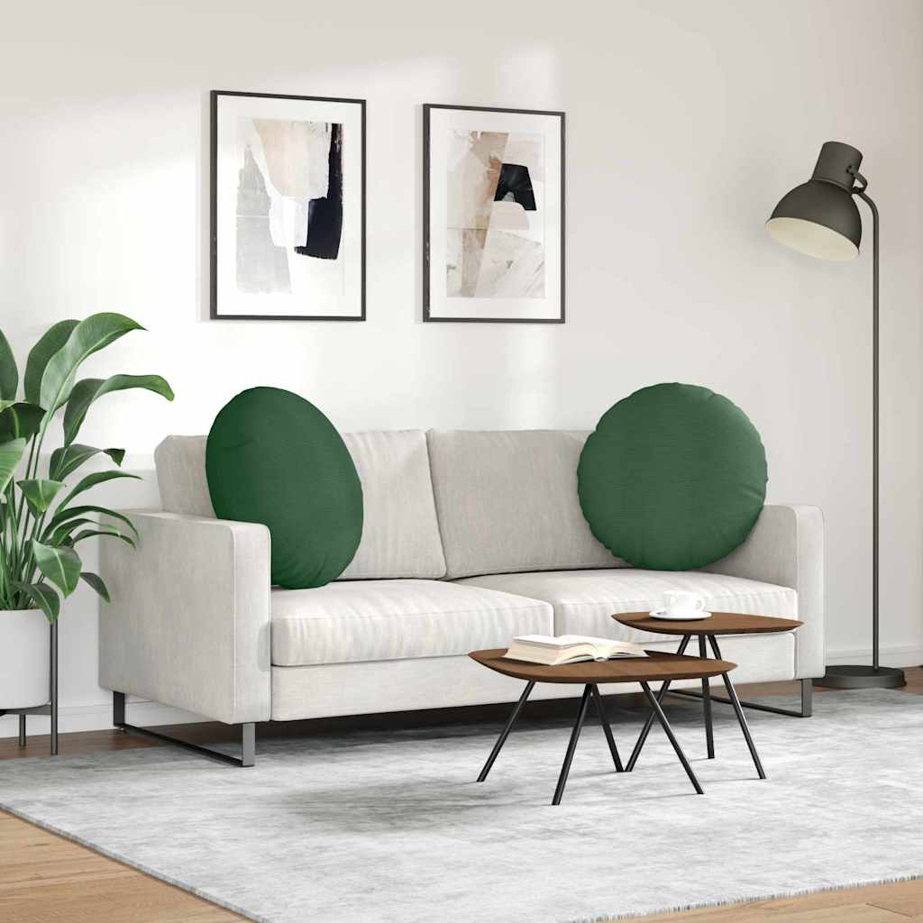 Ülőpárnák 2 pcs Sötétzöld Ø60 x 21 cm Bársonyos szövet