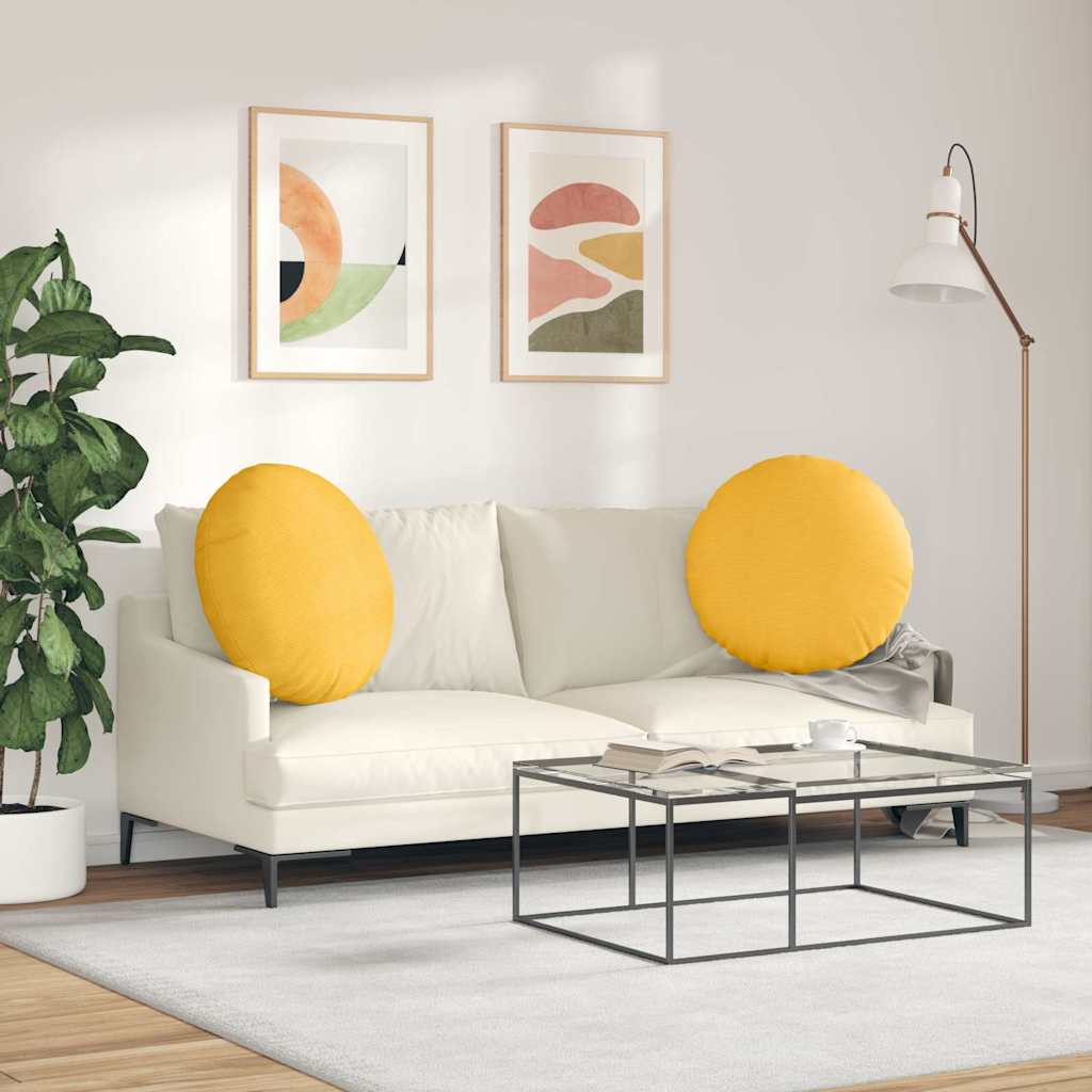 Ülőpárnák 2 pcs Világos sárga Ø 80 cm Bársonyos szövet