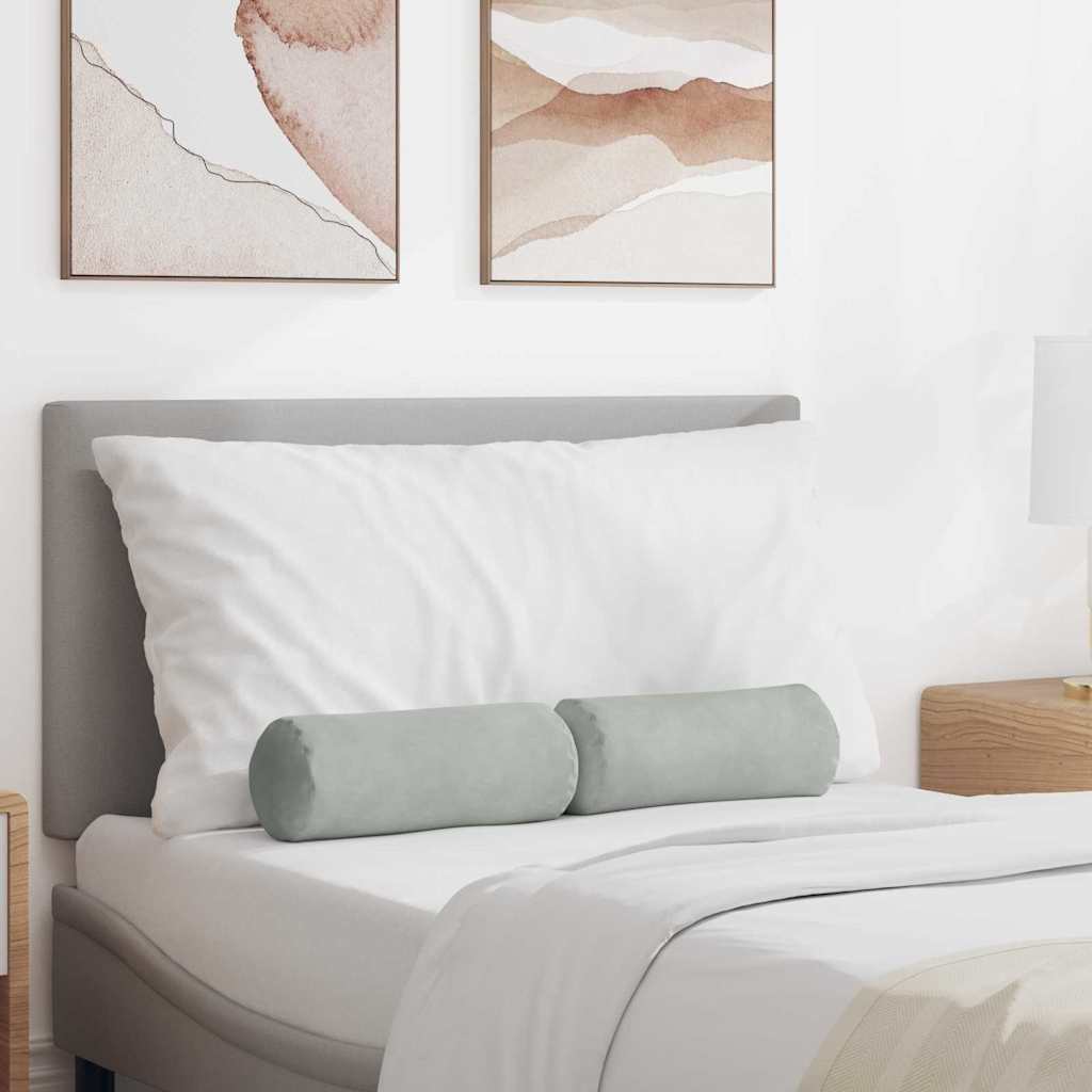 Hengerpárnák 2 pcs Világosszürke Ø 15 x 40 cm Bársonyos szövet