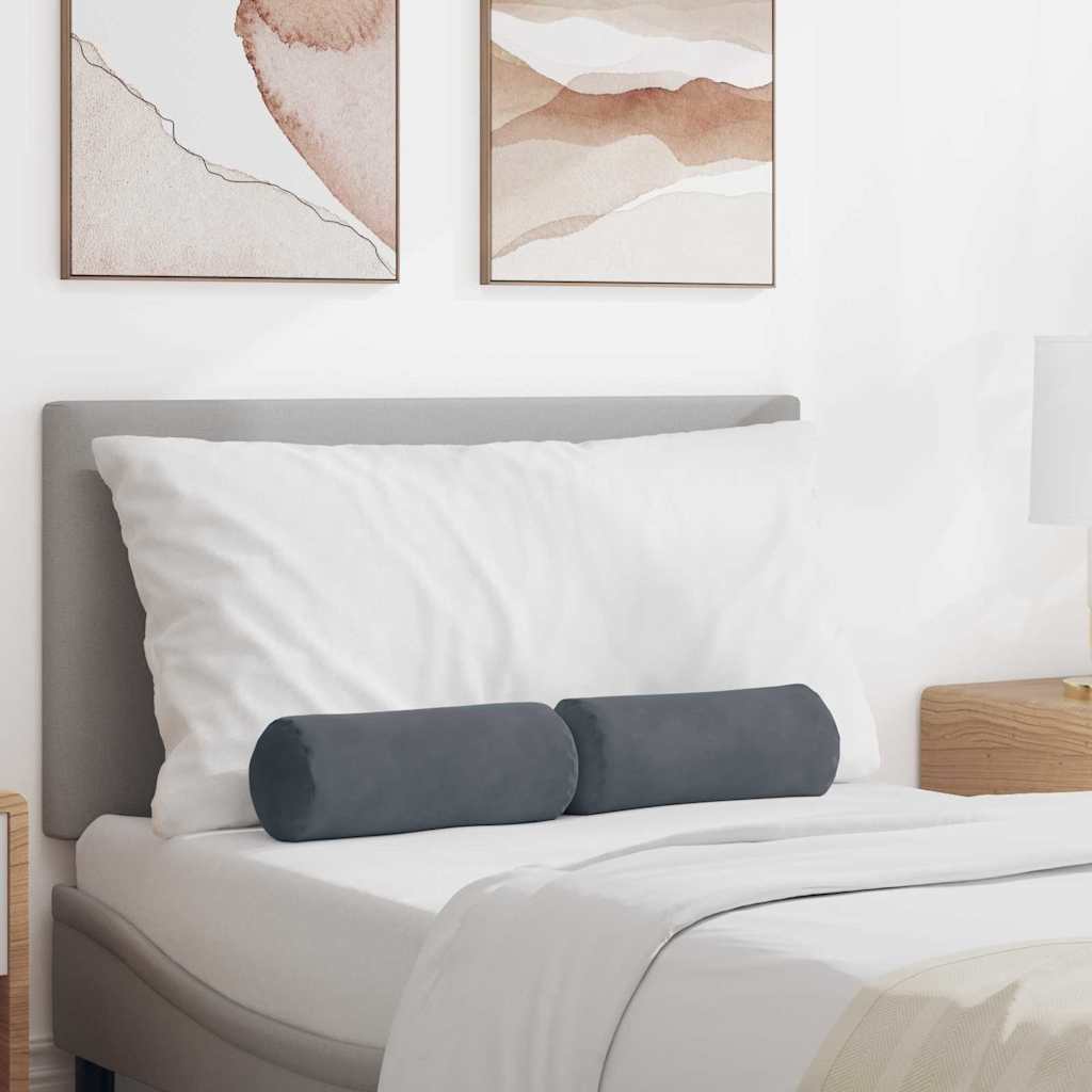 Hengerpárnák 2 pcs Sötétszürke Ø 15 x 40 cm Bársonyos szövet