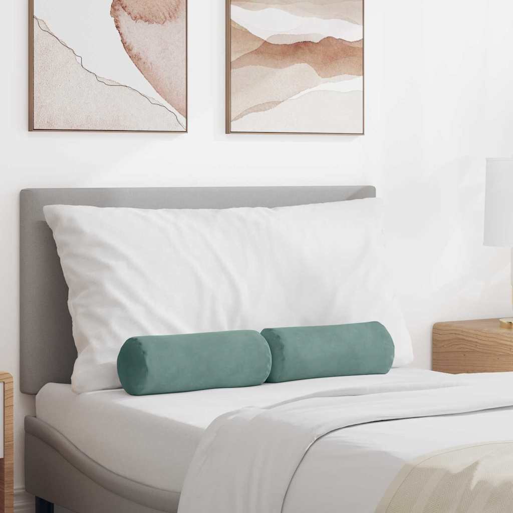 Hengerpárnák 2 pcs Tengeri Zöld Ø 15 x 40 cm Bársonyos szövet