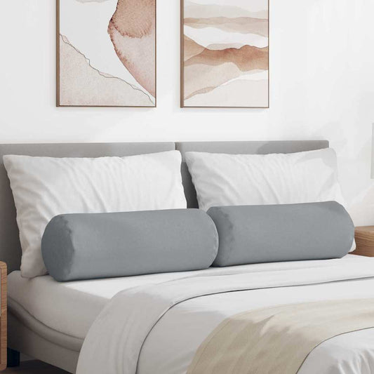 Hengerpárnák 2 db szövet Világosszürke Ø 25 x 70 cm