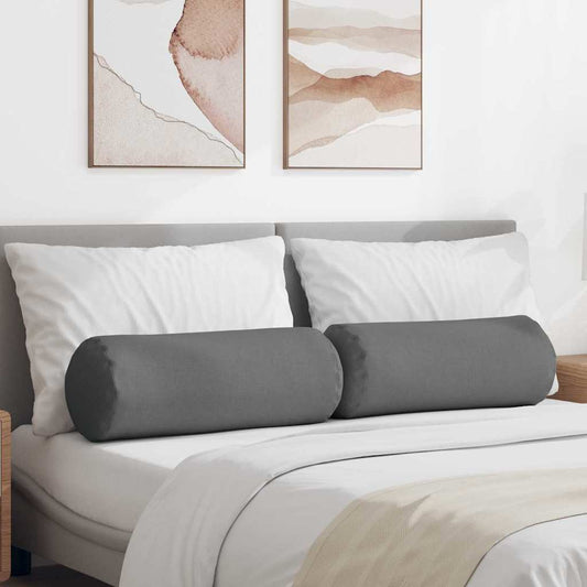 Hengerpárnák 2 db szövet Sötétszürke Ø 25 x 70 cm
