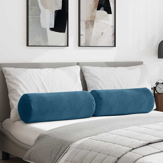 Hengerpárnák 2 pcs Kék Ø 25 x 70 cm Bársonyos szövet