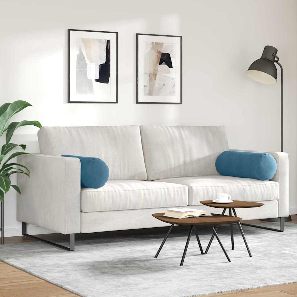 Hengerpárnák 2 pcs Kék Ø 25 x 70 cm Bársonyos szövet