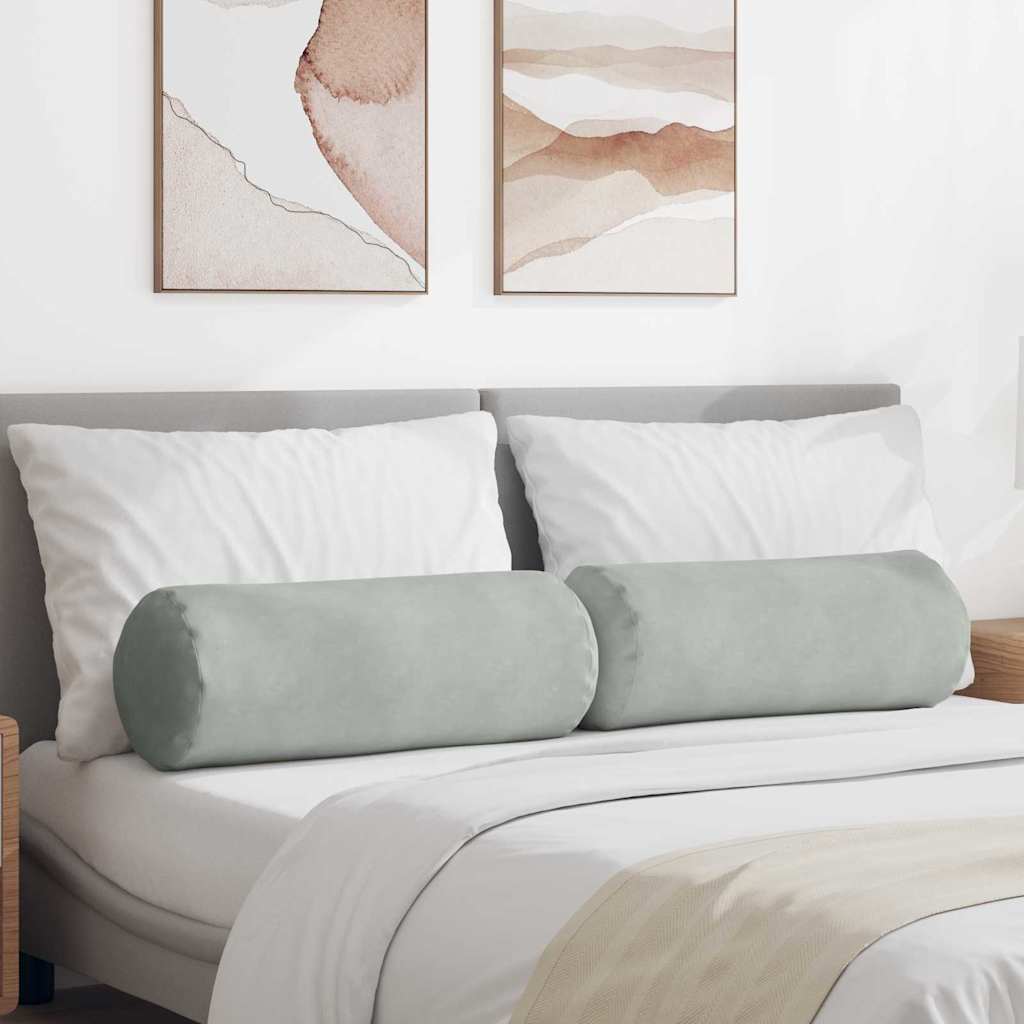 Hengerpárnák 2 pcs Világosszürke Ø 25 x 70 cm Bársonyos szövet