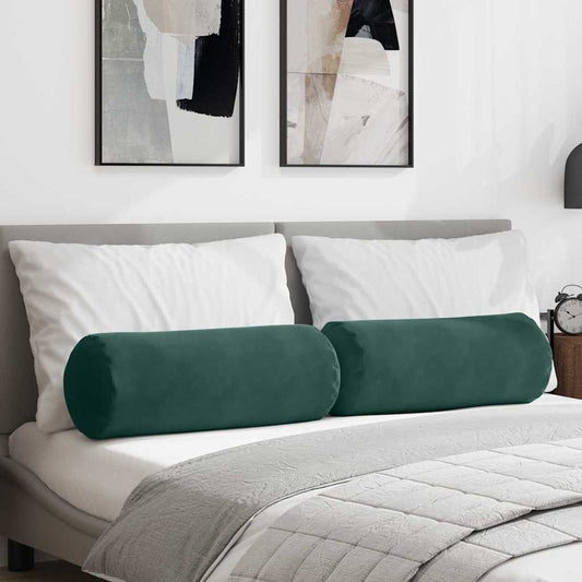 Hengerpárnák 2 pcs Sötétzöld Ø 25 x 70 cm Bársonyos szövet