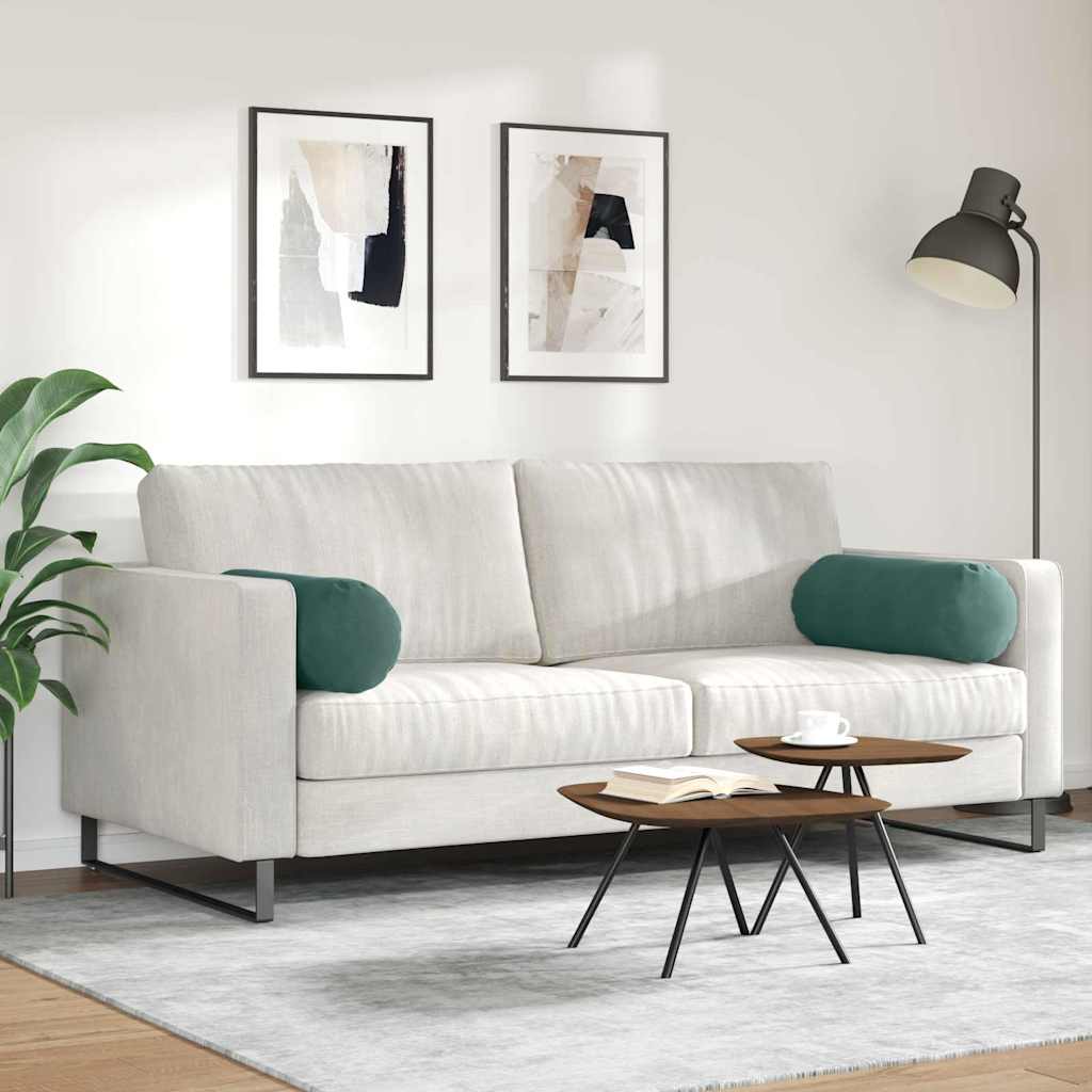 Hengerpárnák 2 pcs Sötétzöld Ø 25 x 70 cm Bársonyos szövet