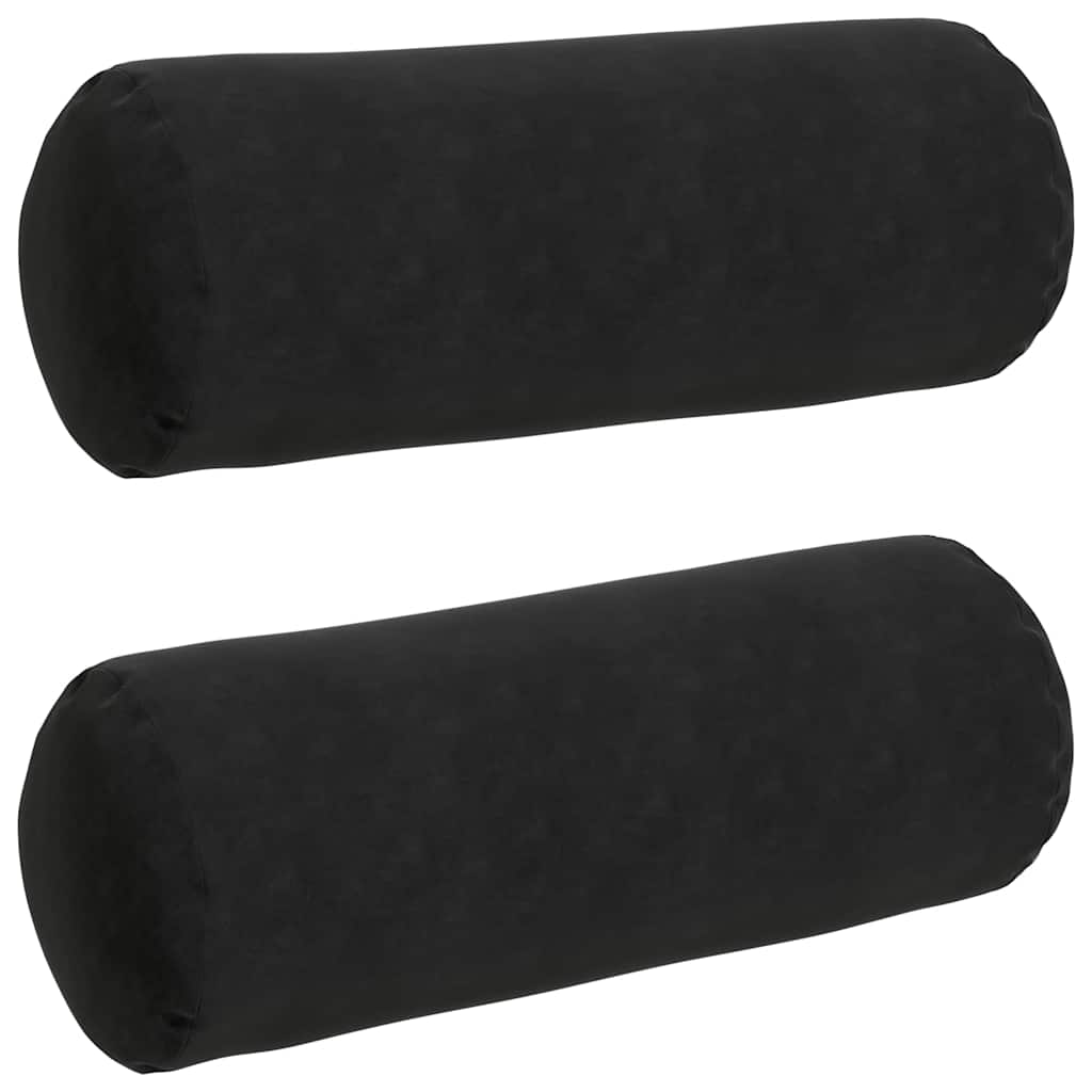 Hengerpárnák 2 pcs Fekete Ø 25 x 70 cm Bársonyos szövet