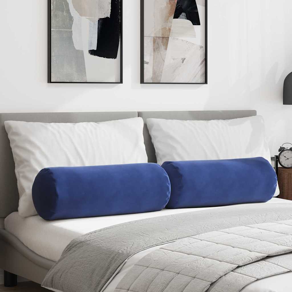 Hengerpárnák 2 pcs Rendőrségi kék Ø 25 x 70 cm Bársonyos szövet
