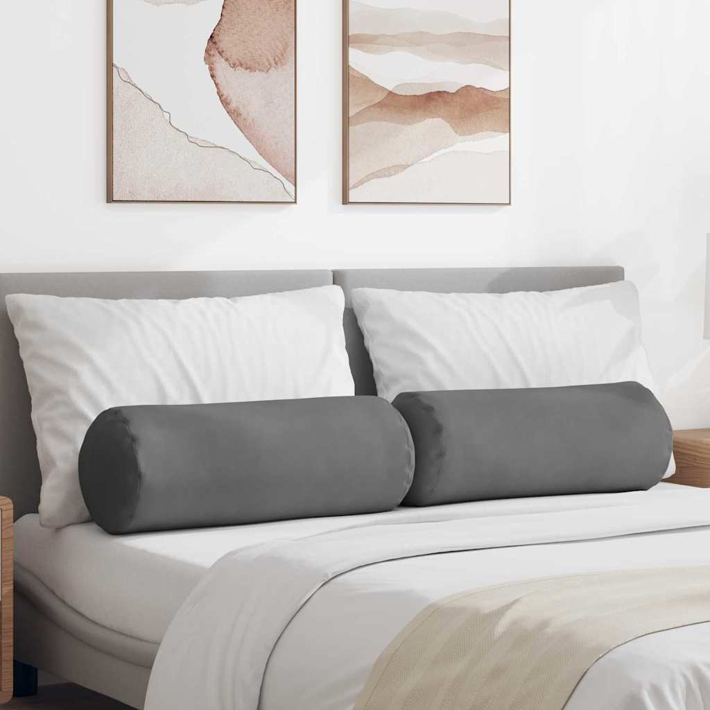 Hengerpárnák 2 pcs Sötétszürke Ø 25 x 70 cm Mikroszálas Szövet