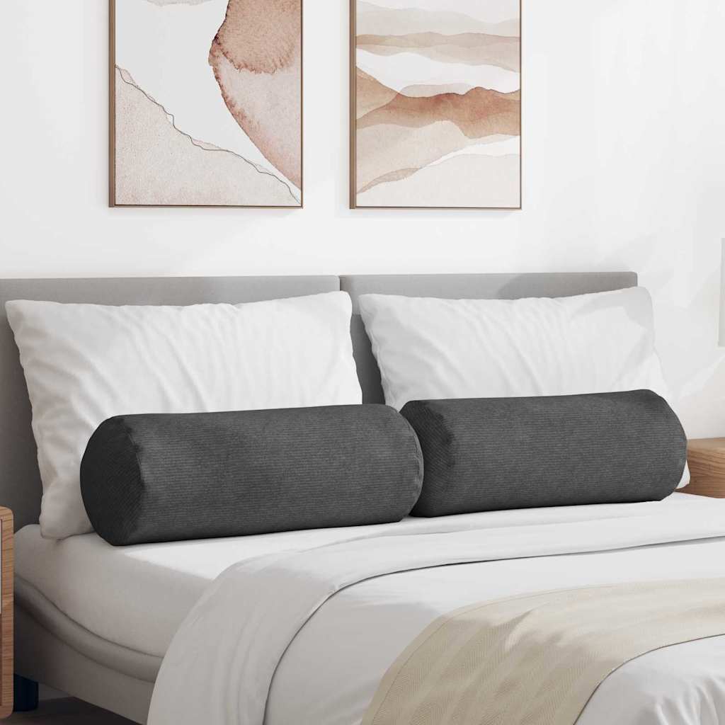Hengerpárnák 2 pcs Sötétszürke Ø 25 x 70 cm Bársonyos szövet