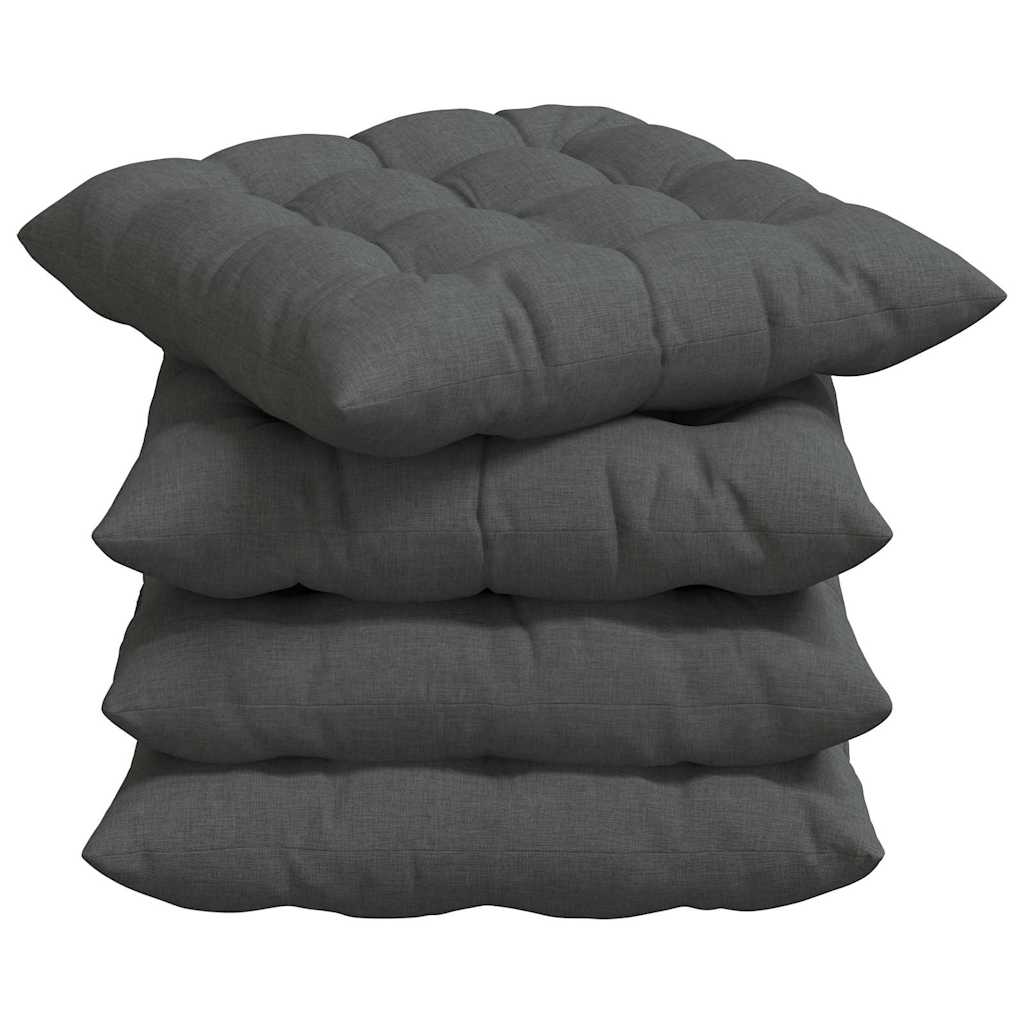 Ülőpárnák 4 pcs Szövet Sötétszürke 40 x 40 x 6 cm