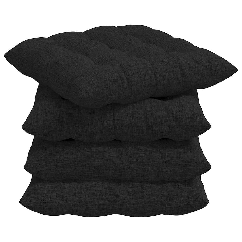 Ülőpárnák 4 pcs Szövet Fekete 40 x 40 x 6 cm