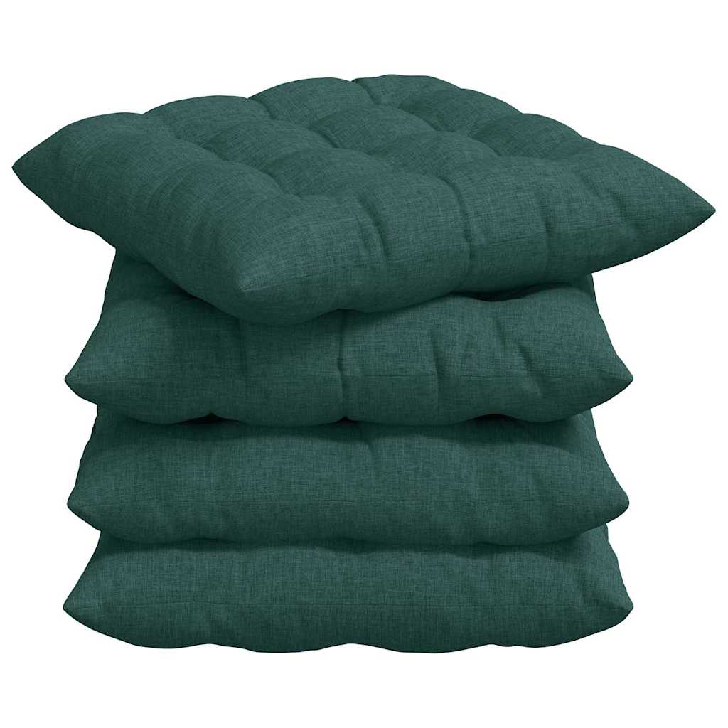 Ülőpárnák 4 pcs Szövet Sötétzöld 40 x 40 x 6 cm