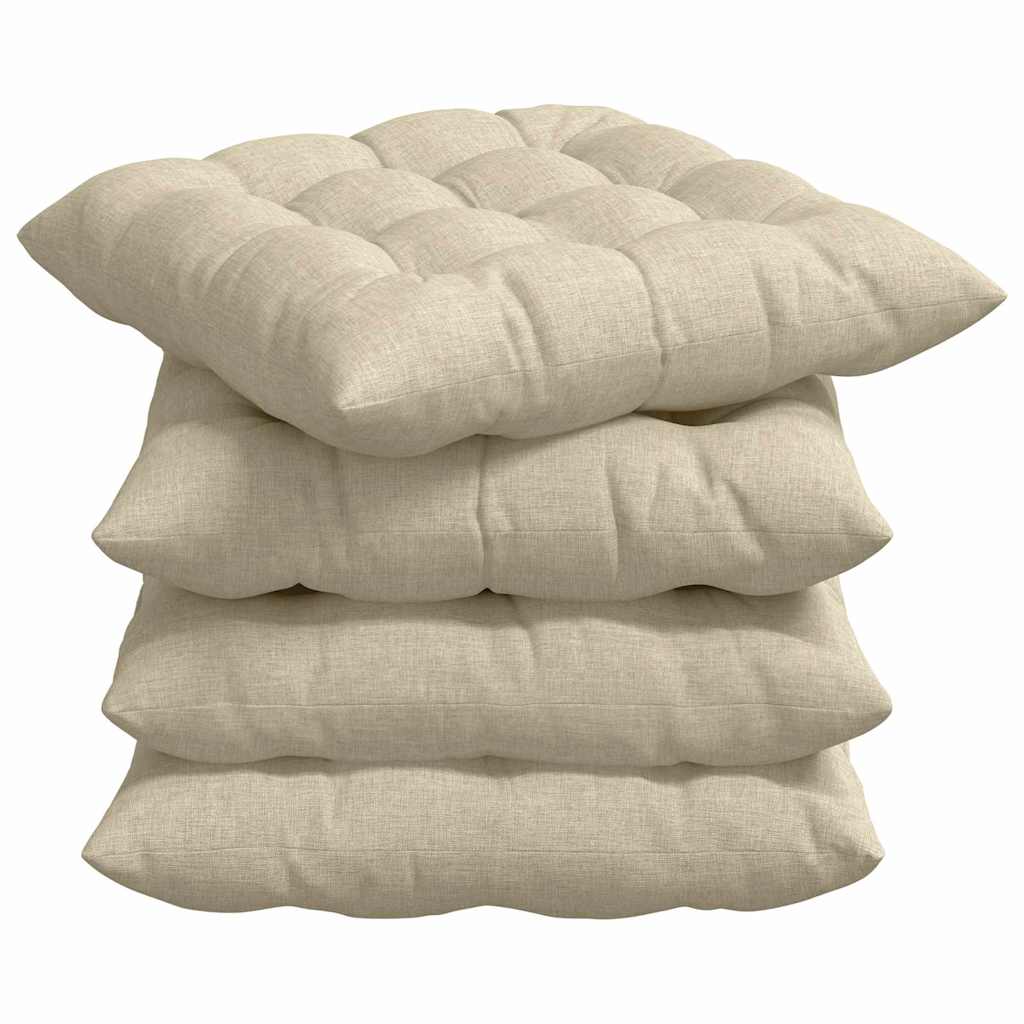 Ülőpárnák 4 pcs Szövet Krémszínű 40 x 40 x 6 cm