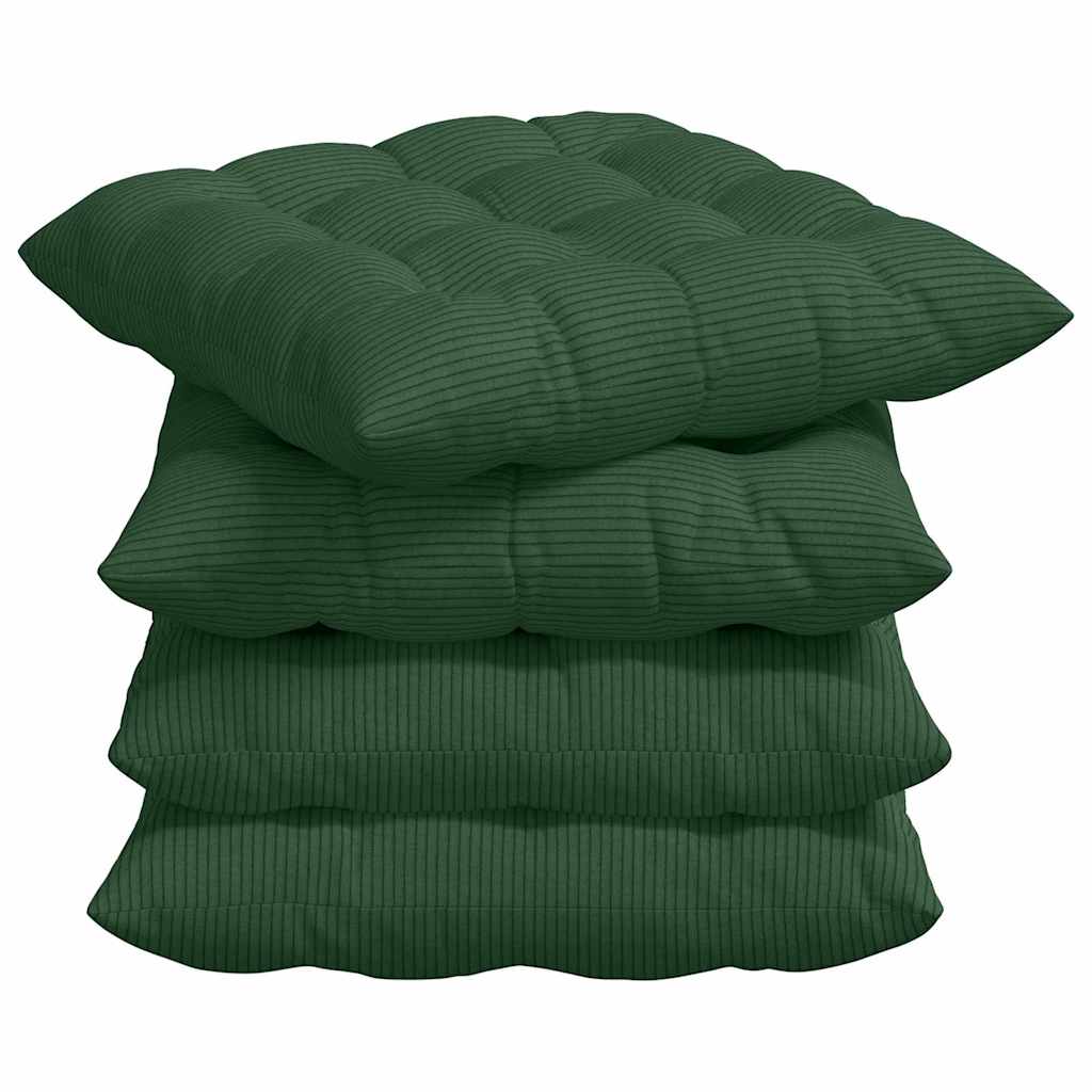 Ülőpárnák 4 pcs Bársonyos szövet Sötétzöld 40 x 40 x 6 cm