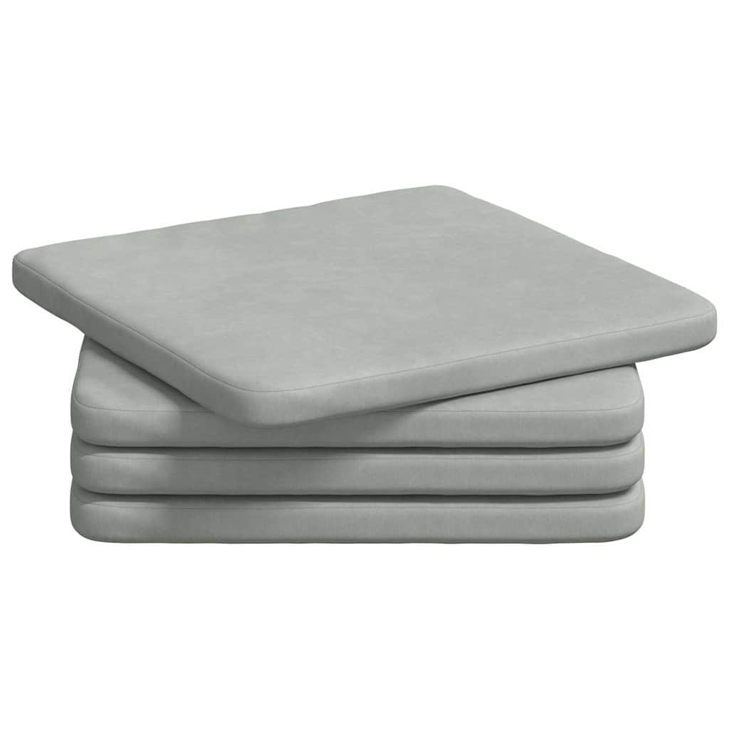 Ülőpárnák 4 pcs Világosszürke 40 x 40 x 3 cm Bársony