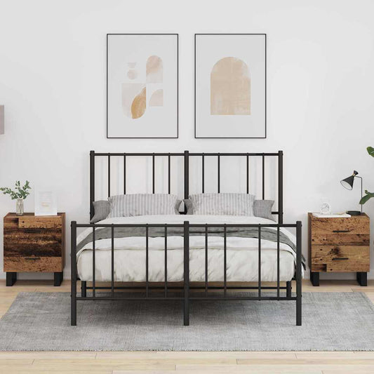 Éjjeliszekrény 2 pcs Régi fa és fekete 40 x 35 x 47,5 cm