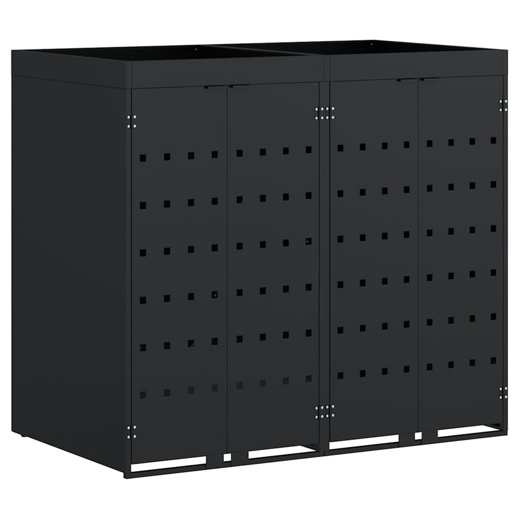 Gurulós kuka tároló 2 kukához Fekete 136 x 77,5 x 121,5 cm
