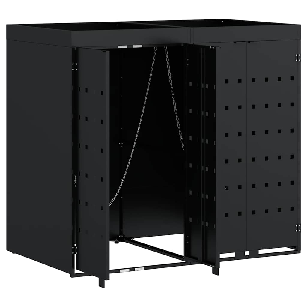 Gurulós kuka tároló 2 kukához Fekete 136 x 77,5 x 121,5 cm