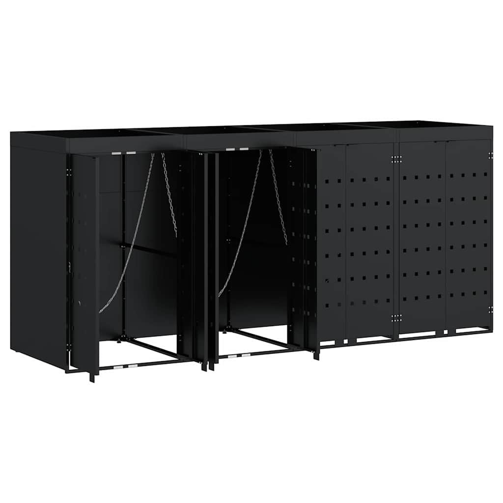 Gurulós kuka tároló 4 kukához Fekete 272 x 77,5 x 121,5 cm