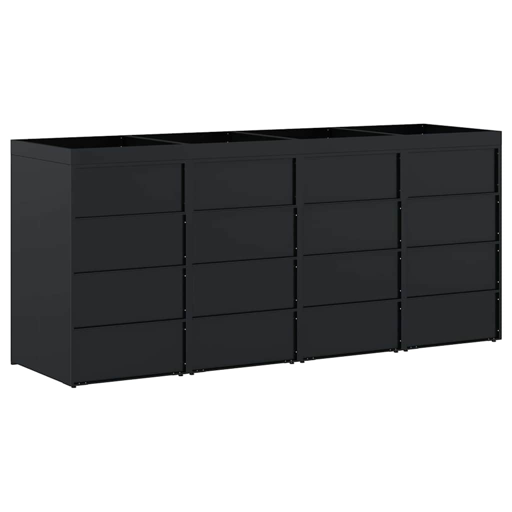 Gurulós kuka tároló 4 kukához Fekete 272 x 77,5 x 121,5 cm