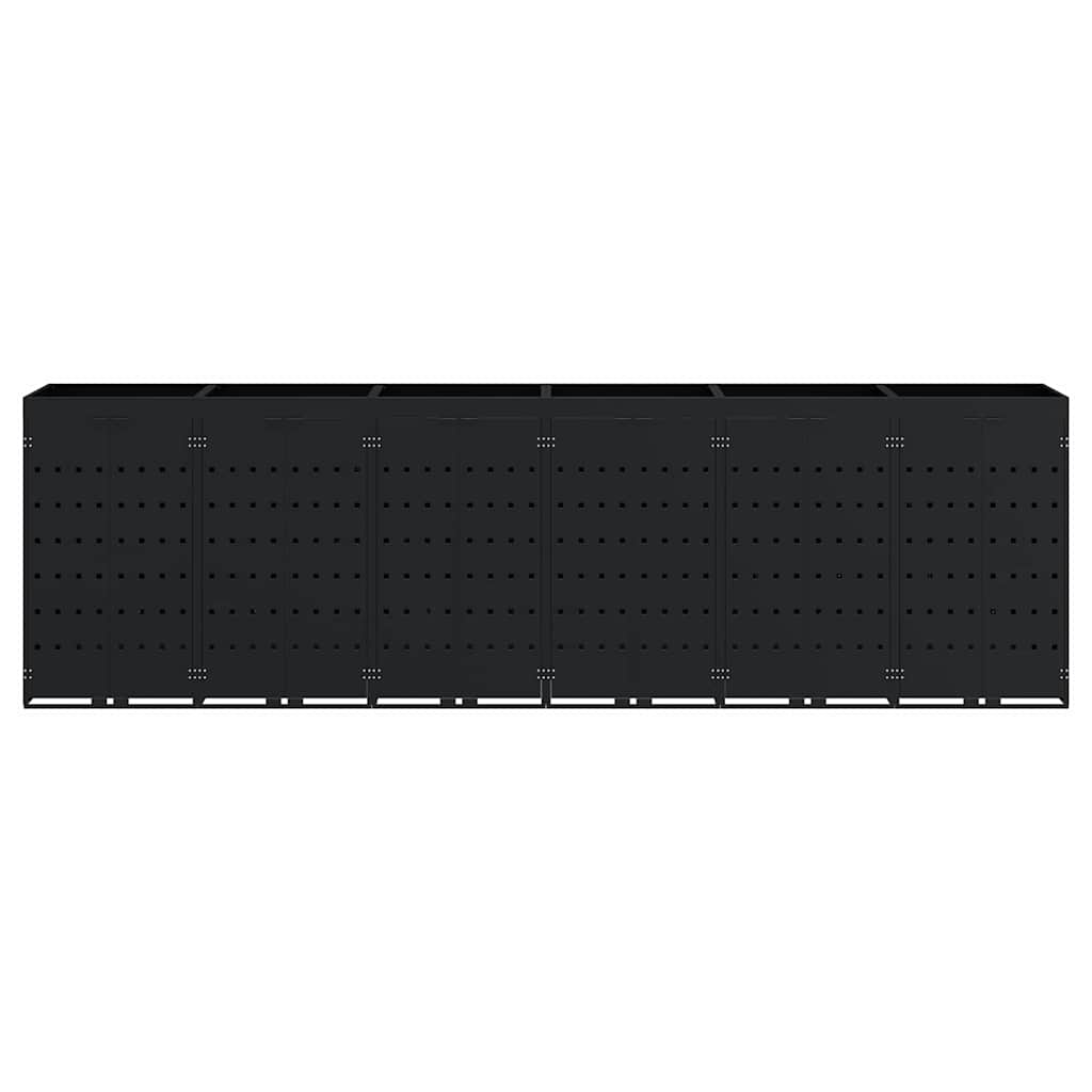 Gurulós kuka tároló 6 kukához Fekete 408 x 77,5 x 121,5 cm