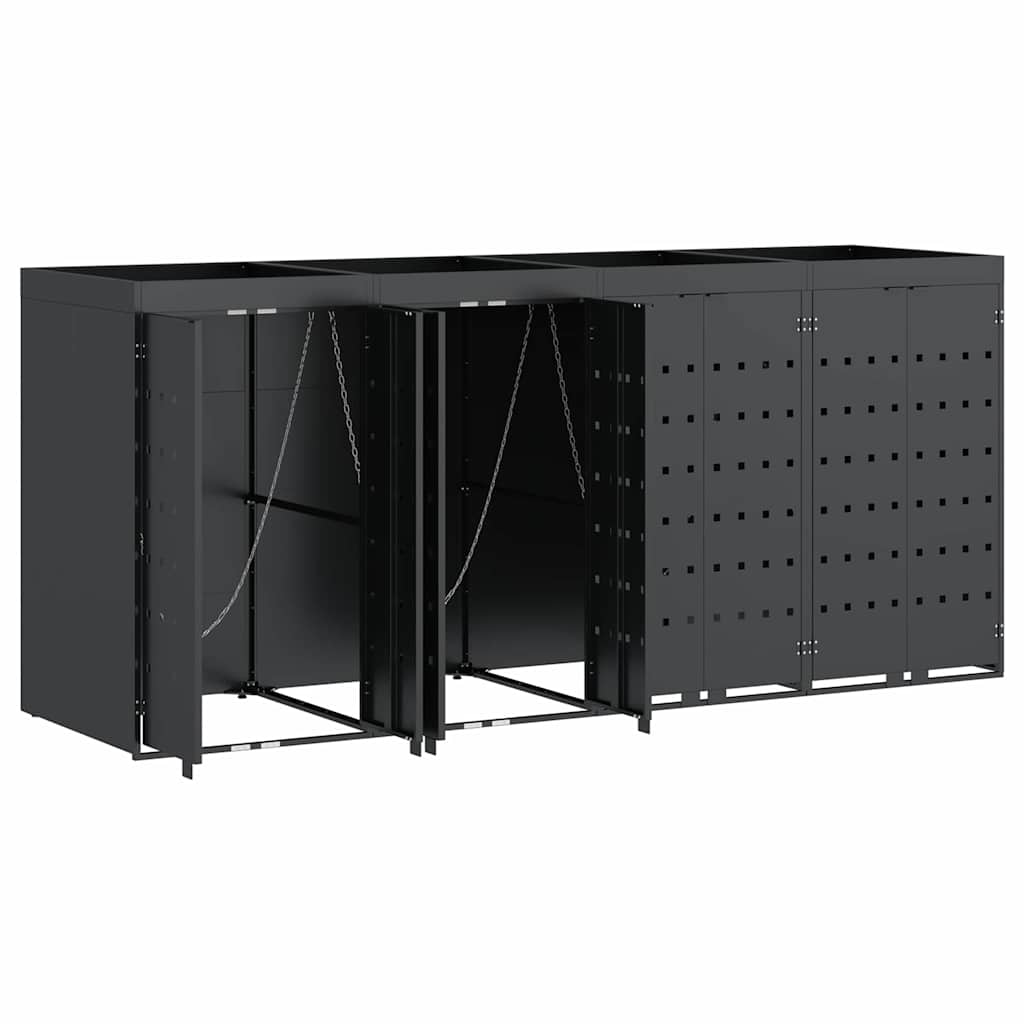 Gurulós kuka tároló 4 kukához Antracit 272 x 77,5 x 121,5 cm