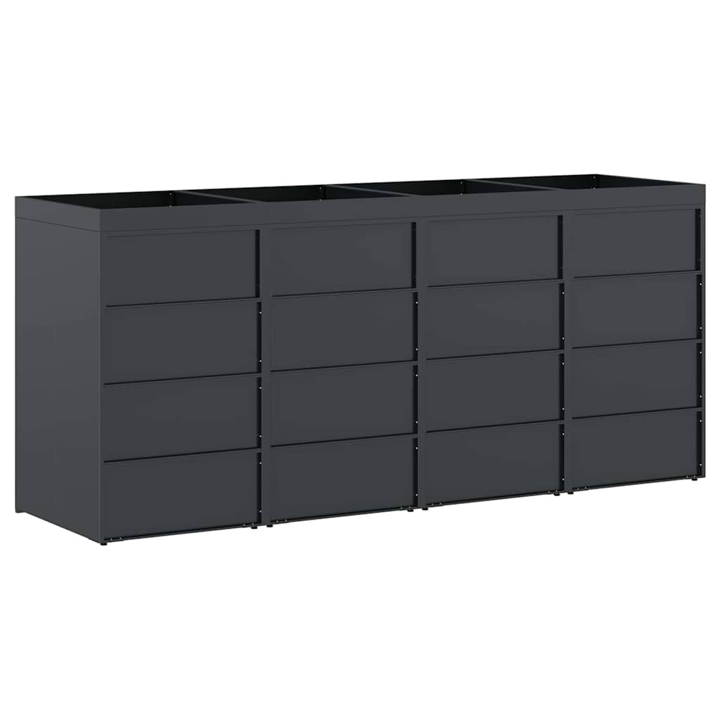 Gurulós kuka tároló 4 kukához Antracit 272 x 77,5 x 121,5 cm