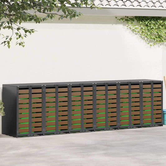 Gurulós kuka tároló 3 kukához Antracit 340 x 77.5 x 115.5 cm