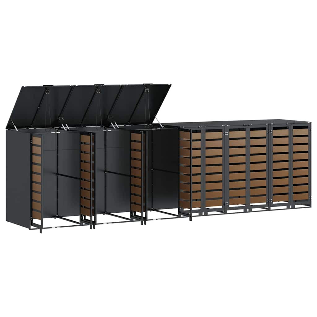 Gurulós kuka tároló 3 kukához Acél Antracit