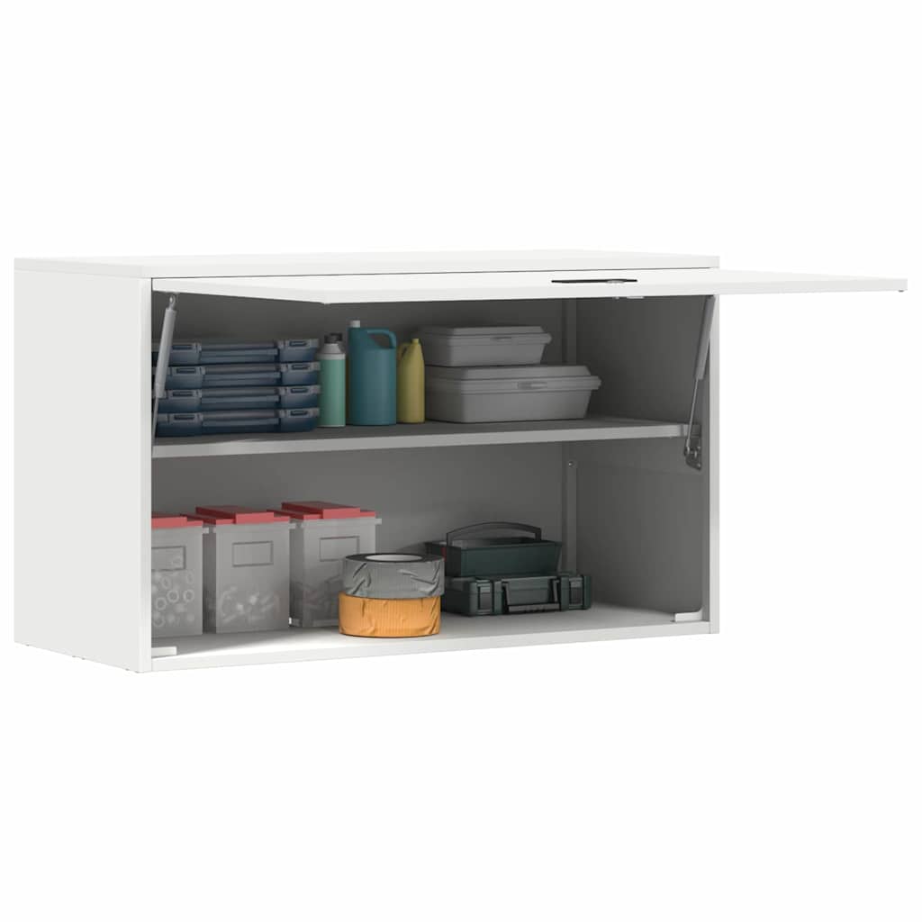 Fali szekrény a garázsba Fehér 90 x 40 x 53 cm Porfestett acél