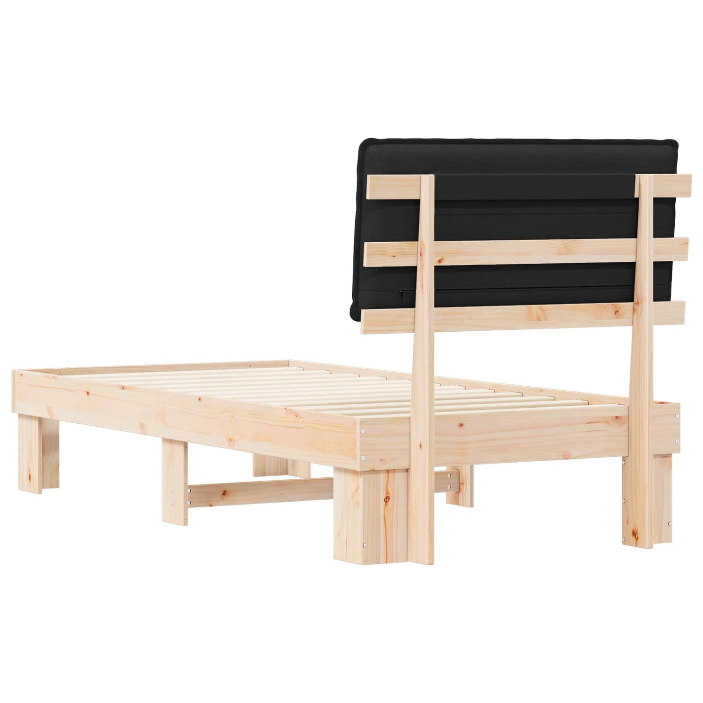 Ágykeret Kárpitozott Fejtámlával Fekete 100 x 200 cm