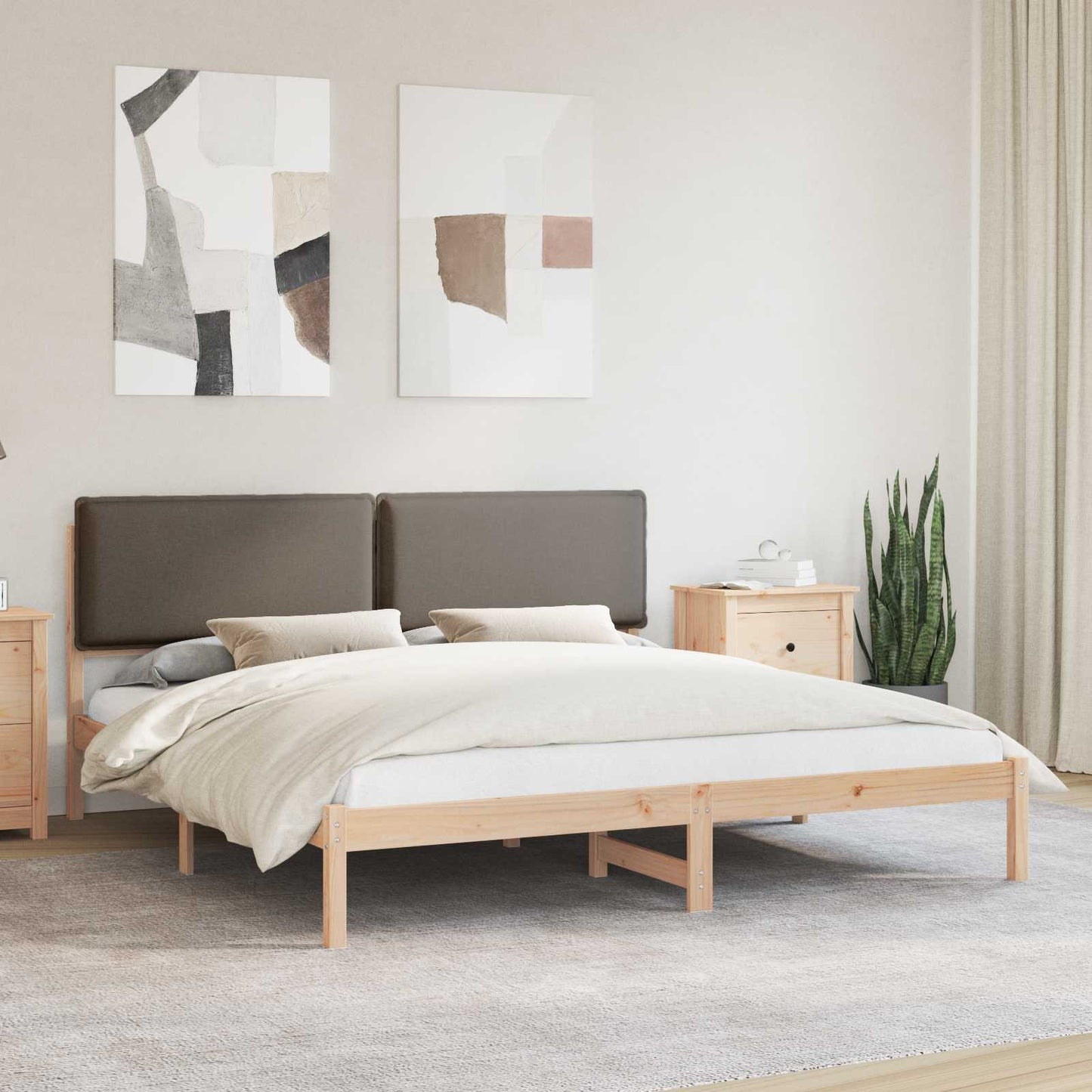 Ágykeret Kárpitozott Fejtámlával Tópszínű 180 x 200 cm