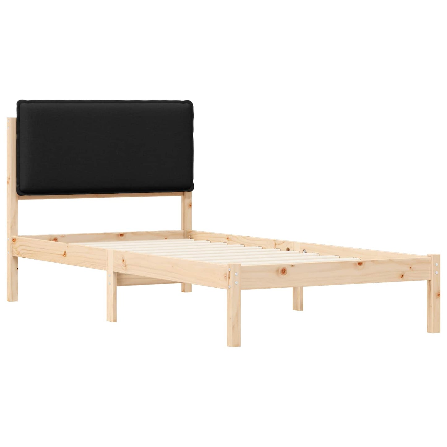 Ágykeret Kárpitozott Fejtámlával Fekete 100 x 200 cm