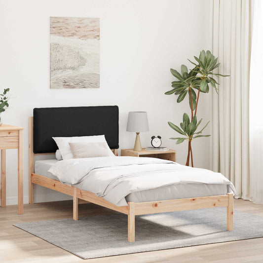 Ágykeret Kárpitozott Fejtámlával Fekete 90 x 190 cm Tömör fenyő