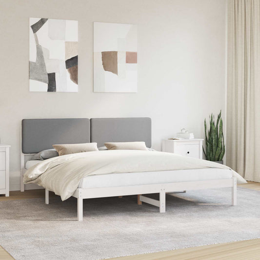 Ágykeret Kárpitozott Fejtámlával Világosszürke 180 x 200 cm