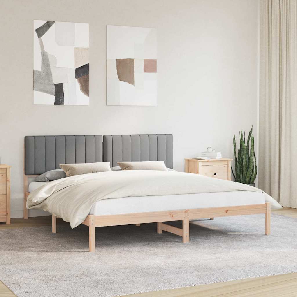 Ágykeret Kárpitozott Fejtámlával Világosszürke 180 x 200 cm