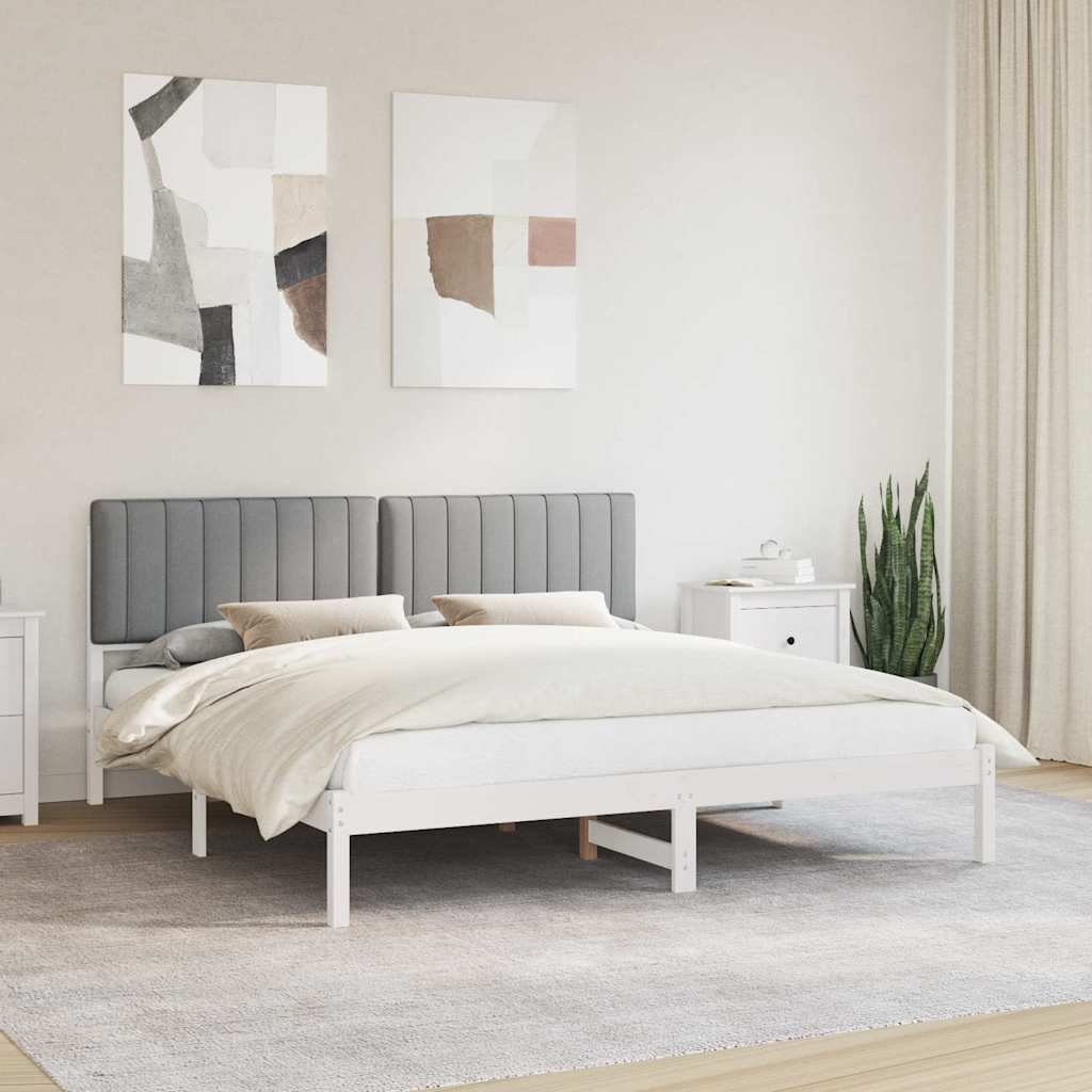 Ágykeret Kárpitozott Fejtámlával Világosszürke 180 x 200 cm